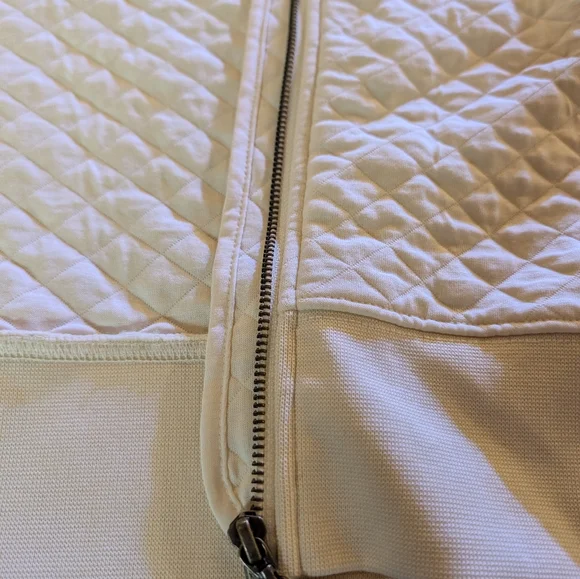 LL Bean Women's Quilted Full Zip Sweatshirt, Size XL, Cream - Picture 7 of 14